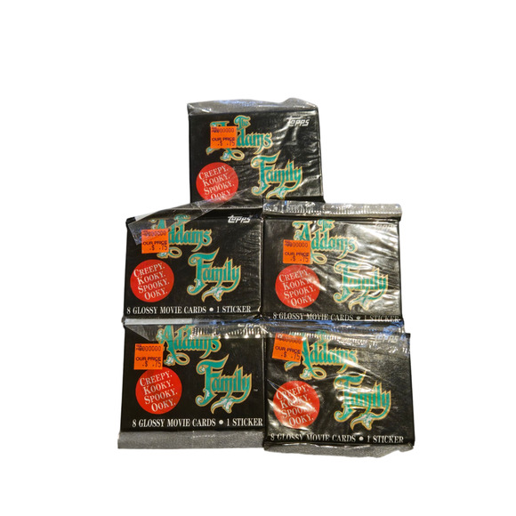 Topps The Addams Family Wax Pack Lot of 5 1991 Sealed Movie 8 Card Packs Sticker - Picture 1 of 3